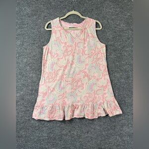 Lauren Ralph Lauren Nightgown Women's Size Medium Pink Paisley‎ Ruffle-Trim Mini